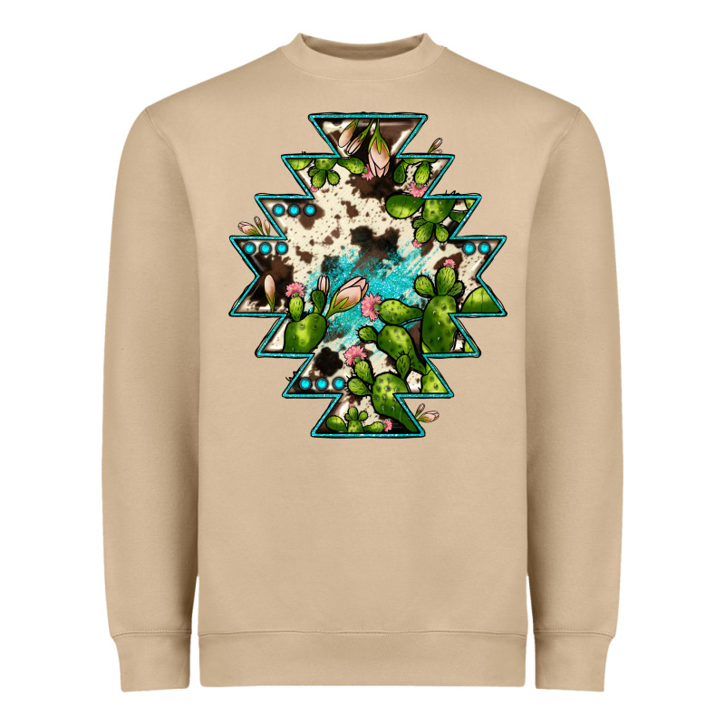 Aztec  Cowhide Cactus Gemstone Heavyweight Sweatshirt by JahusDesignShop | Teevron