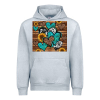 Heather Grey turquoise sunflower hearts Urban Hoodie - Jasminsmagicworld