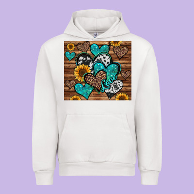 Turquoise Sunflower Hearts Urban Hoodie Designed By Jasminsmagicworld