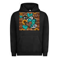 Pigment Black turquoise sunflower hearts Urban Hoodie - Jasminsmagicworld