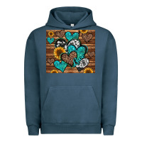Pigment Midnight Navy turquoise sunflower hearts Urban Hoodie - Jasminsmagicworld