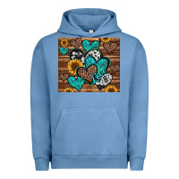 Pigment Pebble Blue turquoise sunflower hearts Urban Hoodie - Jasminsmagicworld