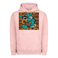 Pigment Salmon turquoise sunflower hearts Urban Hoodie - Jasminsmagicworld