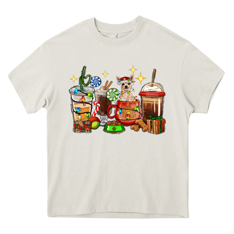 Christmas Coffee Cups With Chihuahua Heavy Core Tee by RanaPortraitStore | Teevron