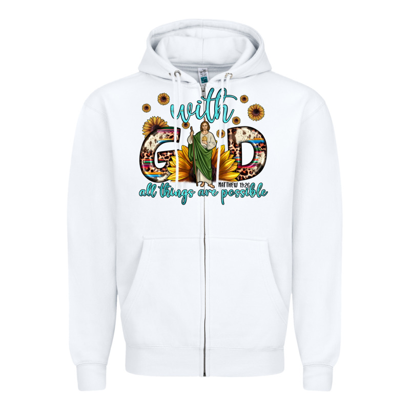 With God All Things Are Possible Matthew 19 26 Zipper Hoodie by JahusDesignShop | Teevron
