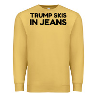 Antique Gold trump skis in jeans Premium Sweatshirt - artisFamous