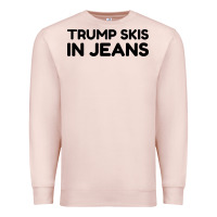 Pale Pink trump skis in jeans Premium Sweatshirt - artisFamous