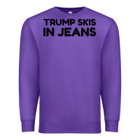 Purple trump skis in jeans Premium Sweatshirt - artisFamous