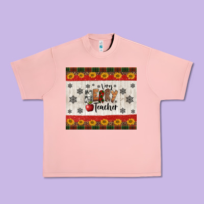 Very Merry Teacher Urban Heavy Tee Designed By Jasminsmagicworld