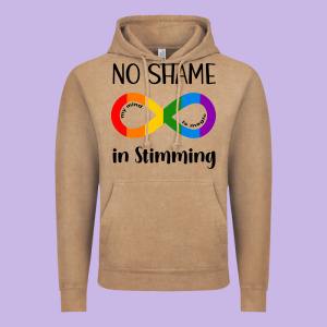 No Shame Stimming Vintage Hoodie Designed By Cowhidedigitalart