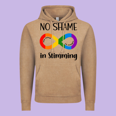 No Shame Stimming Vintage Hoodie Designed By Cowhidedigitalart