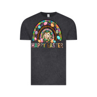 Vintage Black Happy Easter Rainbow Vintage Tee - BundleAndBundleShop