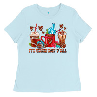 Baby Blue American Football Coffee Cup Ladies Tee - FaDigitalArtStudio