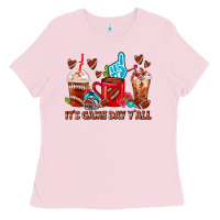 Bubblegum Pink American Football Coffee Cup Ladies Tee - FaDigitalArtStudio