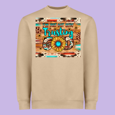 I'm Just Out Here Trusting God Heavyweight Sweatshirt Designed By Jahusdesignshop