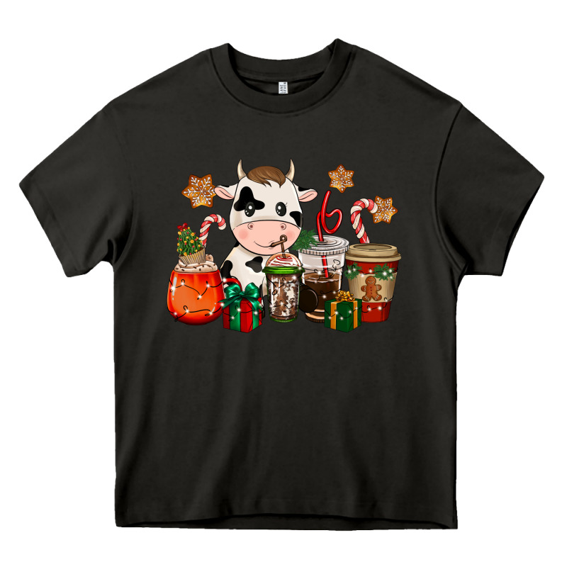 Cow Coffee Cups Christmas Heavy Core Tee by CowGirlArtShop | Teevron