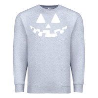 Heather Grey halloween jack o lantern (white) Premium Sweatshirt - artisFamous