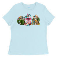 Baby Blue Mexican Day Of The Dead Coffee Cups Ladies Tee - FaDigitalArtStudio