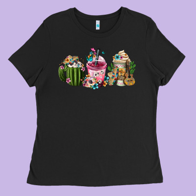 Mexican Day Of The Dead Coffee Cups Ladies Tee Designed By Fadigitalartstudio