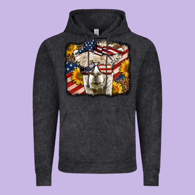 Western 4th Of July Lama Background Vintage Hoodie Designed By Lillyallendesigns