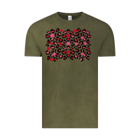 Vintage Olive valentines day leopard and heart background Vintage Tee - FaDigitalArtStudio