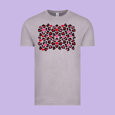 Valentines Day Leopard And Heart Background Vintage Tee Designed By Fadigitalartstudio