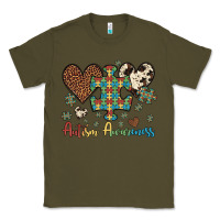 Army Green autism awareness leopard cowhide herts puzzle Classic Tee - Artiststas