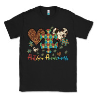 Black autism awareness leopard cowhide herts puzzle Classic Tee - Artiststas
