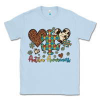 Dusty Blue autism awareness leopard cowhide herts puzzle Classic Tee - Artiststas