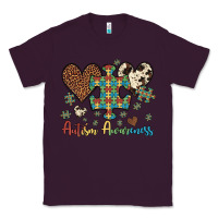 Plum autism awareness leopard cowhide herts puzzle Classic Tee - Artiststas