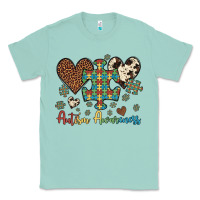 Seafoam autism awareness leopard cowhide herts puzzle Classic Tee - Artiststas