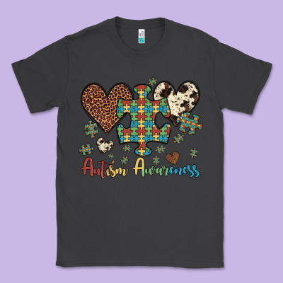 Autism Awareness Leopard Cowhide Herts Puzzle Classic Tee Designed By Artiststas