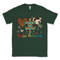 Sports Green autism awareness leopard cowhide herts puzzle Classic Tee - Artiststas