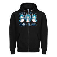 Black snowman hello winter Zipper Hoodie - JahusDesignShop