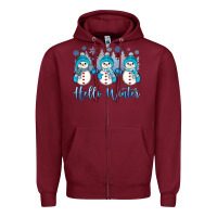 Burgundy snowman hello winter Zipper Hoodie - JahusDesignShop
