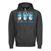Charcoal Heather snowman hello winter Zipper Hoodie - JahusDesignShop