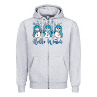 Heather Grey snowman hello winter Zipper Hoodie - JahusDesignShop