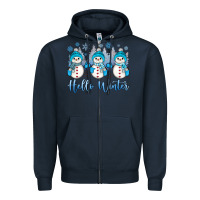 Navy snowman hello winter Zipper Hoodie - JahusDesignShop