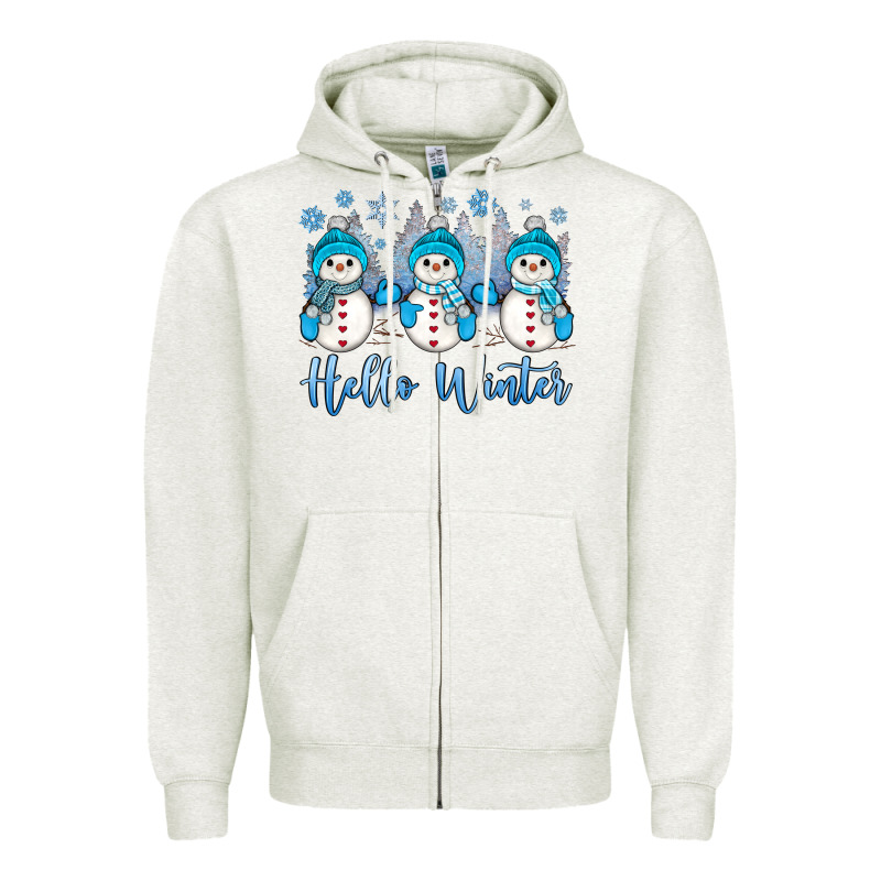 Snowman Hello Winter Zipper Hoodie by JahusDesignShop | Teevron