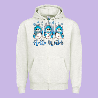 Snowman Hello Winter Zipper Hoodie Designed By Jahusdesignshop