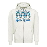 Oatmeal Heather snowman hello winter Zipper Hoodie - JahusDesignShop