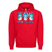 Red snowman hello winter Zipper Hoodie - JahusDesignShop