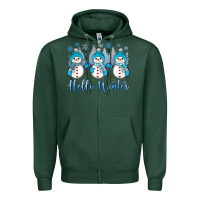 Sports Green snowman hello winter Zipper Hoodie - JahusDesignShop