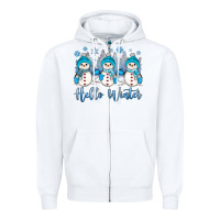 White snowman hello winter Zipper Hoodie - JahusDesignShop