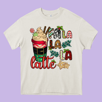 Fa La La La Latte Heavy Core Tee Designed By Cowgirlartshop