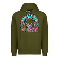 Army Green nurse rainbow Premium Hoodie - SublimationCraftShop