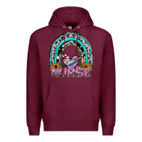 Burgundy nurse rainbow Premium Hoodie - SublimationCraftShop