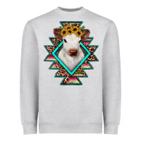 Heather Grey heifer cowhide aztec Heavyweight Sweatshirt - JahusDesignShop