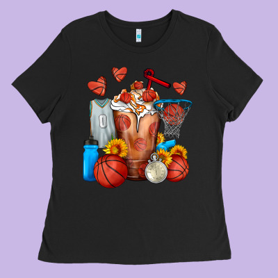 Basketball Sunflower Frappe Ladies Tee Designed By Fadigitalartstudio