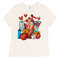 Bone Basketball Sunflower Frappe Ladies Tee - FaDigitalArtStudio